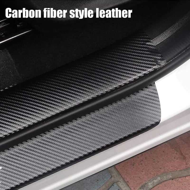 XITER 4PCS Carbon Fiber Leather Car Door Sill Scuff Plate Guard Sills Door Entry Guard Protector Trim Autoparts Accessories for Honda Pilot 2016-2025 (Silver) - Image 2