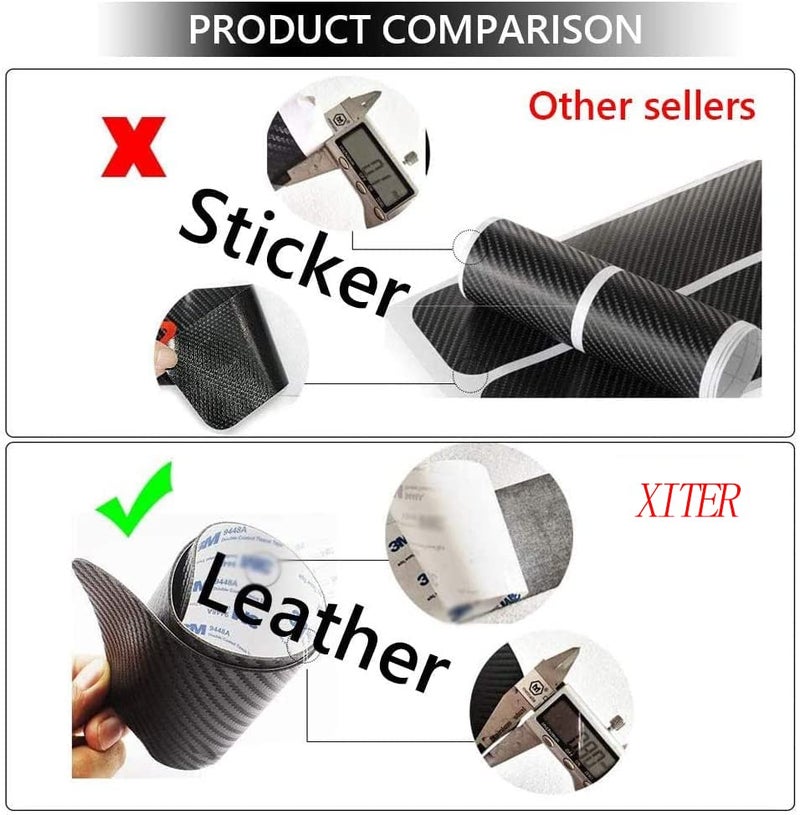 XITER 4PCS Carbon Fiber Leather Car Door Sill Scuff Plate Guard Sills Door Entry Guard Protector Trim Autoparts Accessories for Honda Pilot 2016-2025 (Silver) - Image 3