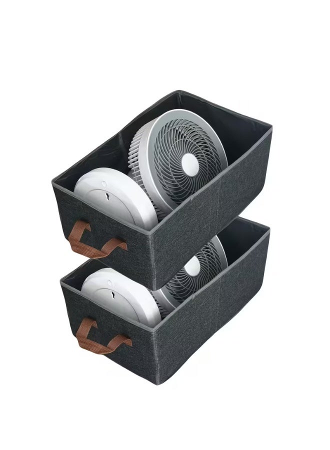 كيتشينو 2 قطع من صناديق التخزين القابلة للطي الكبيرة مع مقابض مزدوجة - منظم قماش متين للملابس، البناطيل، الملابس الداخلية والجوارب - حل تنظيم المنزل الموفر للمساحة لخزانة الملابس، الخزانة والأغراض الأساسية، تخزين منظم الملابس، صناديق - Image 1