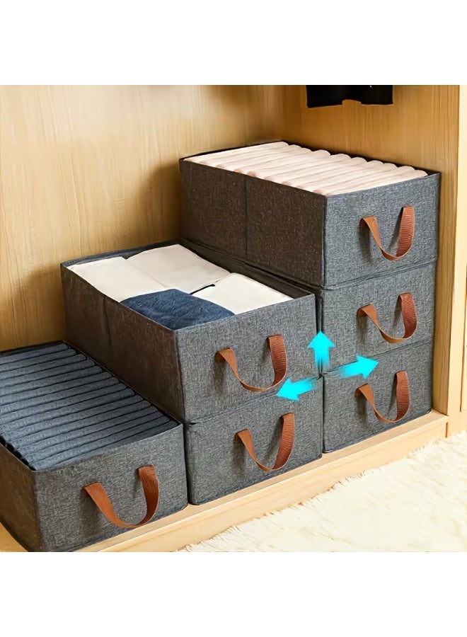 كيتشينو 2 قطع من صناديق التخزين القابلة للطي الكبيرة مع مقابض مزدوجة - منظم قماش متين للملابس، البناطيل، الملابس الداخلية والجوارب - حل تنظيم المنزل الموفر للمساحة لخزانة الملابس، الخزانة والأغراض الأساسية، تخزين منظم الملابس، صناديق - Image 2