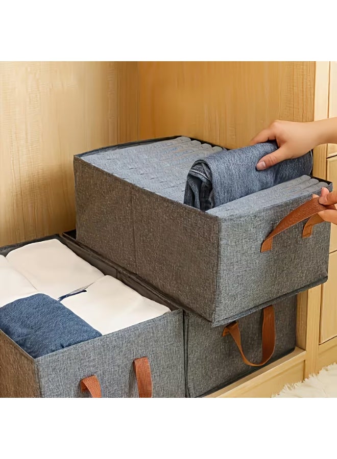 كيتشينو 2 قطع من صناديق التخزين القابلة للطي الكبيرة مع مقابض مزدوجة - منظم قماش متين للملابس، البناطيل، الملابس الداخلية والجوارب - حل تنظيم المنزل الموفر للمساحة لخزانة الملابس، الخزانة والأغراض الأساسية، تخزين منظم الملابس، صناديق - Image 3