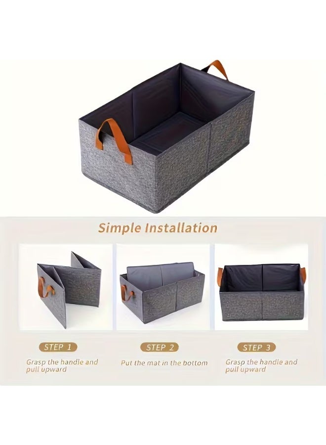 كيتشينو 2 قطع من صناديق التخزين القابلة للطي الكبيرة مع مقابض مزدوجة - منظم قماش متين للملابس، البناطيل، الملابس الداخلية والجوارب - حل تنظيم المنزل الموفر للمساحة لخزانة الملابس، الخزانة والأغراض الأساسية، تخزين منظم الملابس، صناديق - Image 5