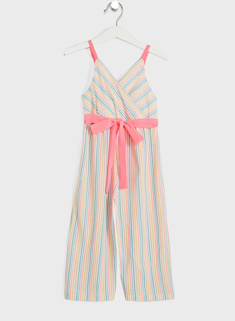 Nautinati Nauti Nati Girls Pink White Striped Basic Jumpsuit