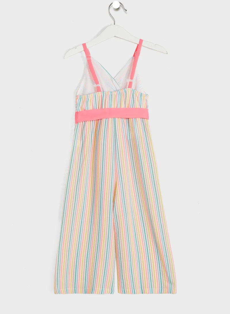 Nautinati Nauti Nati Girls Pink White Striped Basic Jumpsuit