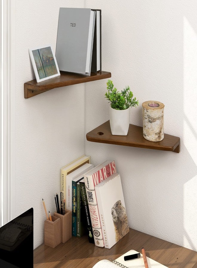 SUMGAR Floating Nightstand Wall Mounted, 13 inch Wood Floating Shelves Bedside Tables Rustic Wall Desk Decor for Bedroom, Living Room, Kitchen, Bathroom, Office Set of 2 - Image 5