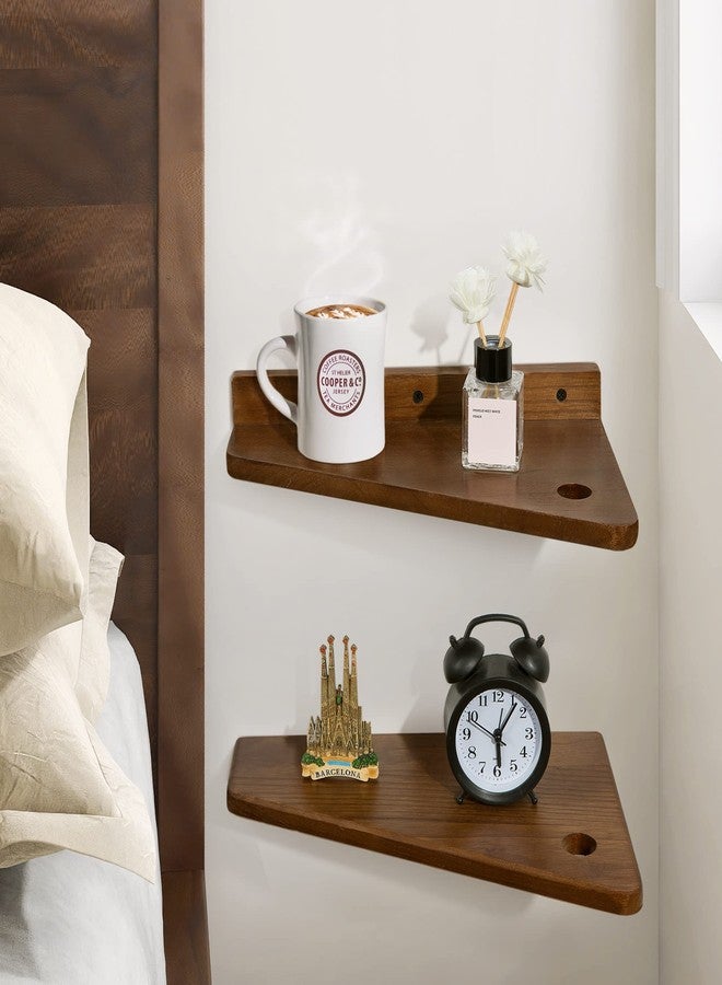SUMGAR Floating Nightstand Wall Mounted, 13 inch Wood Floating Shelves Bedside Tables Rustic Wall Desk Decor for Bedroom, Living Room, Kitchen, Bathroom, Office Set of 2 - Image 1
