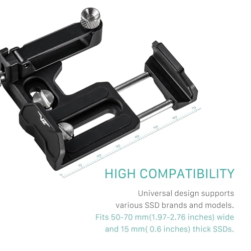 Tilta Universal SSD Drive Holder V2 - Black | Compatible with Most Camera Cages via 1/4"-20 Threads | Extendable Cable Clamp | Rubber Protection | Lightweight, Durable, & Portable - Image 4