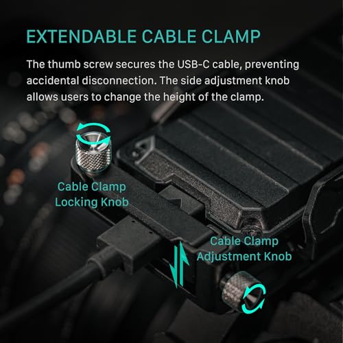 Tilta Universal SSD Drive Holder V2 - Black | Compatible with Most Camera Cages via 1/4"-20 Threads | Extendable Cable Clamp | Rubber Protection | Lightweight, Durable, & Portable - Image 3