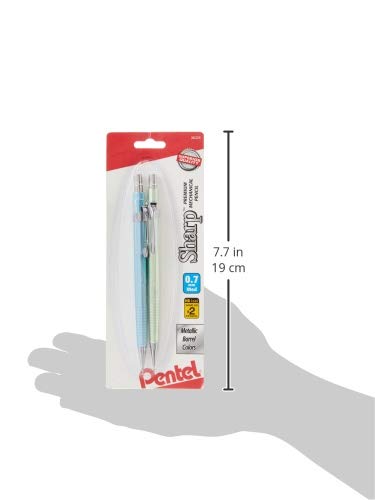 Pentel Sharp Mechanical Pencil (0.7mm) Metallic Barrels, Assorted Barrel Colors, 2-Pk (P207MBP2) - Image 3