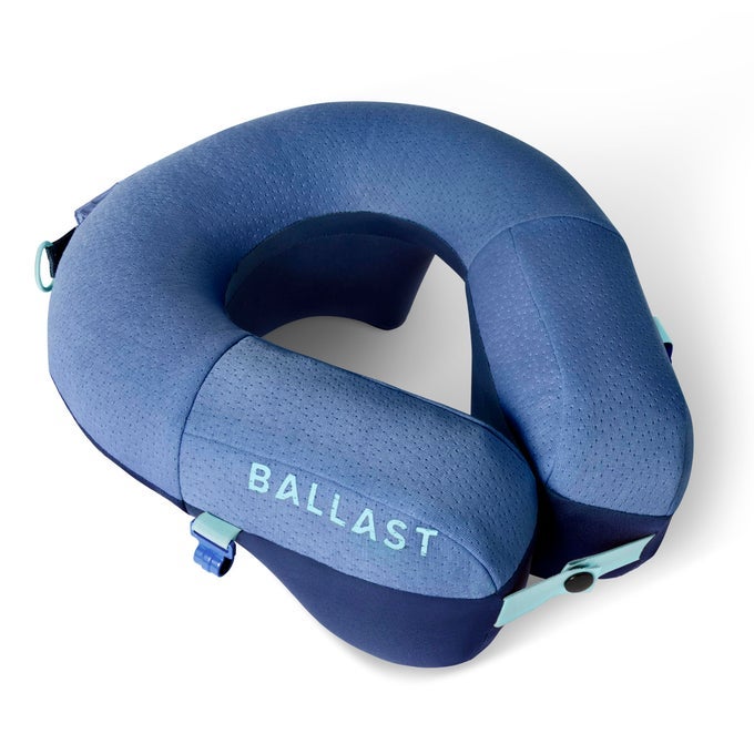 TRAVEL PILLOW PRO NECK PILLOW FOR AIRPLANE COMPACT TRAVEL PILLOW FOR BEACH TRAVELING ENJOY RELAXATION WHEREVER YOU GO OCEAN BLUE