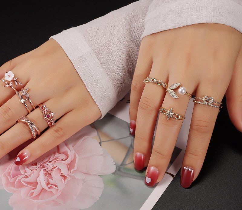 Tamhoo 12 Pcs Rose Gold Rings for Women Knuckle Rings Set - Engagement Rings for Women - Cubic Zirconia Rings for Teen Girls - Stackable Rings for Women Finger Rings- Pack of Silver Rings for Teens - Image 3