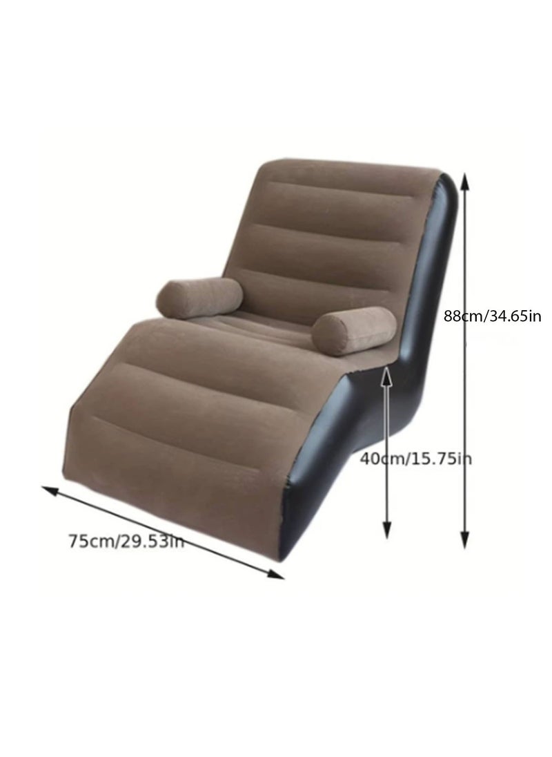 Lazy Sofa Inflatable Deck Camping Chair Flocking Backrest Couch with Air Pump