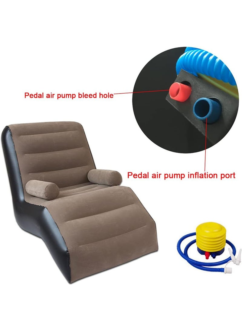 Lazy Sofa Inflatable Deck Camping Chair Flocking Backrest Couch with Air Pump