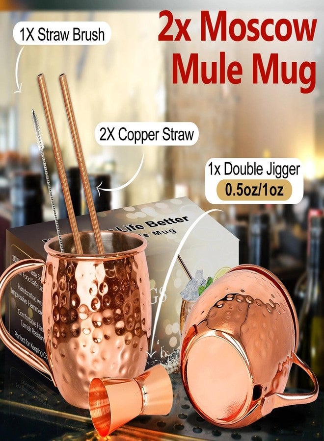 LINALL Moscow Mule Copper Mugs - Set of 2 Copper Plated Stainless Steel Cups 550ml for Cold Drinks - Image 3