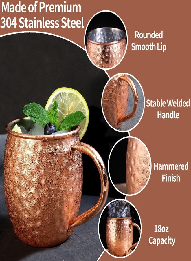 LINALL Moscow Mule Copper Mugs - Set of 2 Copper Plated Stainless Steel Cups 550ml for Cold Drinks - Image 4