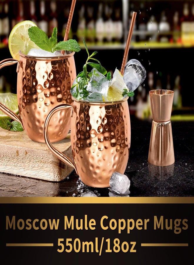 LINALL Moscow Mule Copper Mugs - Set of 2 Copper Plated Stainless Steel Cups 550ml for Cold Drinks - Image 5