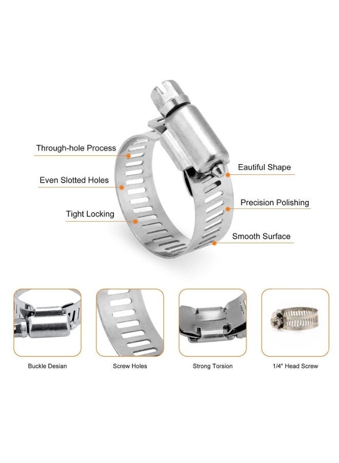 Ucanbe 129PCS Stainless Steel Adjustable Hose Clamp Set Universal Pipe Clamps Heavy Duty Hose Clips Assorted Sizes - Image 4