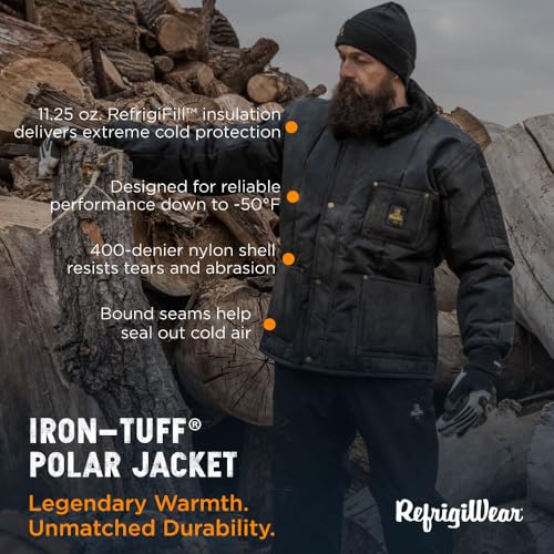 RefrigiWear Men's Iron-Tuff Polar Jacket - Insulated to -50°F Men's Winter Jacket - Wind & Water-Resistant Winter Coat - Navy - Large - Image 3