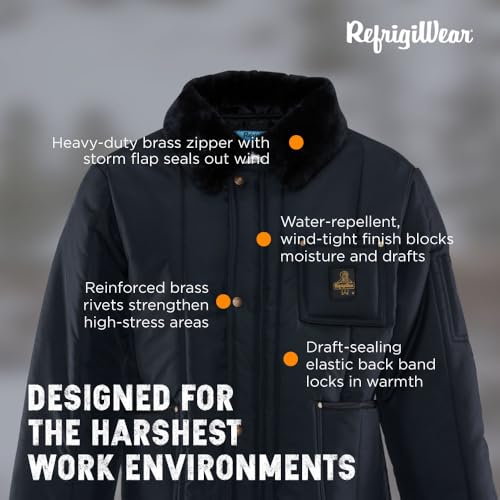 RefrigiWear Men's Iron-Tuff Polar Jacket - Insulated to -50°F Men's Winter Jacket - Wind & Water-Resistant Winter Coat - Navy - Large - Image 5