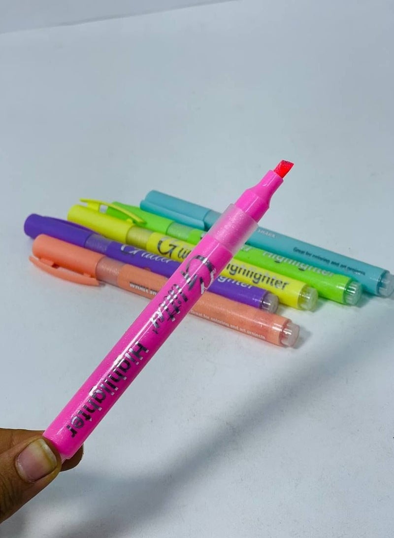 مجموعة أقلام تمييز ملونة أقلام لامعة بألوان متنوعة العلبة: 6 أقلام - Image 1