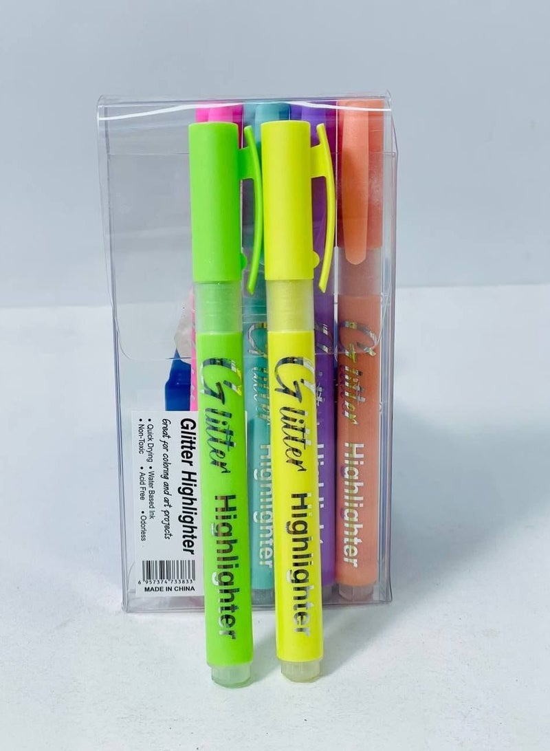 مجموعة أقلام تمييز ملونة أقلام لامعة بألوان متنوعة العلبة: 6 أقلام - Image 2