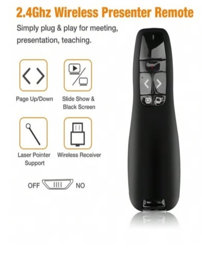 Wireless Presenter Remote Controller R400 – 2.4GHz USB Presentation Clicker with Red Laser - Image 2