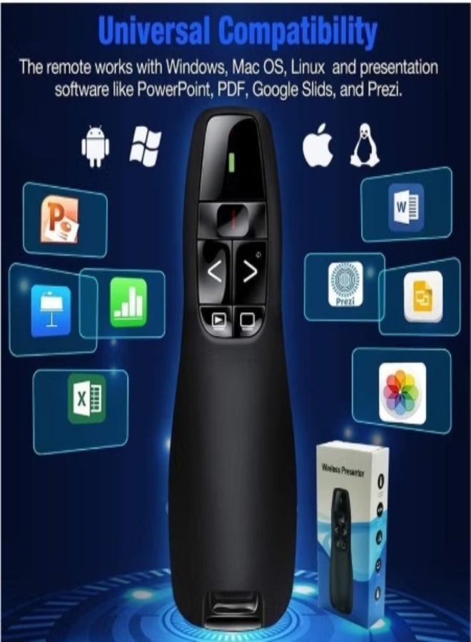 Wireless Presenter Remote Controller R400 – 2.4GHz USB Presentation Clicker with Red Laser - Image 3