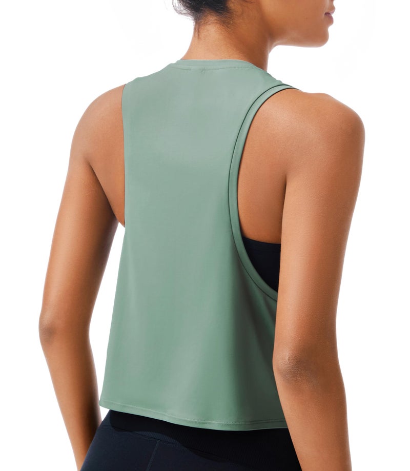 JOYSPELS Workout Tank Tops for Women, Ice Silk Quick Dry Athletic Crop Top, Loose Fit Running Yoga Gym Shirts - Image 2