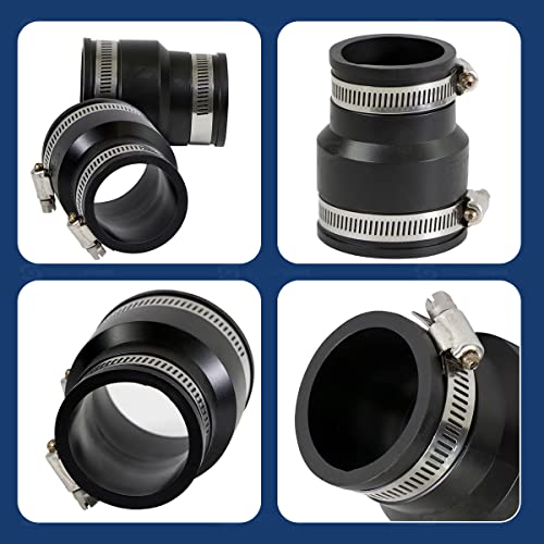 SUPPLYGIANT Supply Giant 6I53x2 Flexible Pvc Reducing Coupling with Stainless Steel Clamps 2 x 1-1/2 inch Black (pack of 2) - Image 4