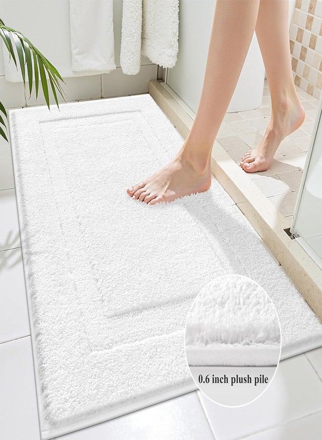 SHACOS White Bathroom Rugs Sets 3 Piece, 16"x24" + 20"x32" Non Slip Bath Mat and 20"x24" Toilet Rugs U Shaped Washable, Soft Fluffy Water Absorbent Bath Rugs for Bathroom - Image 4