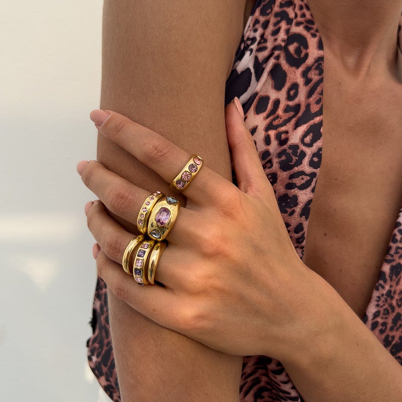 SHIXIN European and American Cross-Border Fashion Jewelry: Hollowed-Out Diamond-Inlaid Irregular Rings, Vintage Alloy Pleated Ring Set - Image 3