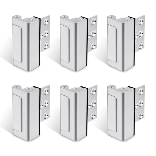 GreaTalent 6PACK Home Security Door Reinforcement Lock Childproof Add High Security to Home Prevent Unauthorized Entry Aluminum Construction Finish Frame Lock Silver - Image 1
