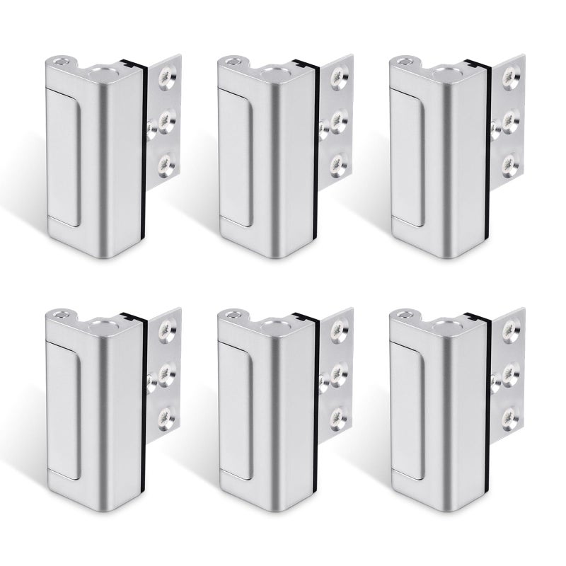 GreaTalent 6PACK Home Security Door Reinforcement Lock Childproof Add High Security to Home Prevent Unauthorized Entry Aluminum Construction Finish Frame Lock Silver - Image 2
