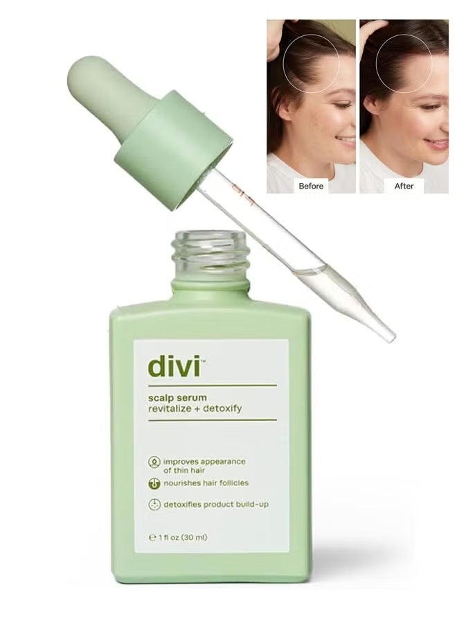 DiVi Scalp Serum with Revitalize and Detoxify 30ml, Improves Appearance of Thin Hair, Nourishes Hair Follicles, Detoxifies Product Build Up for Man and Women, Promotes Healthy Scalp and Fuller - Image 1
