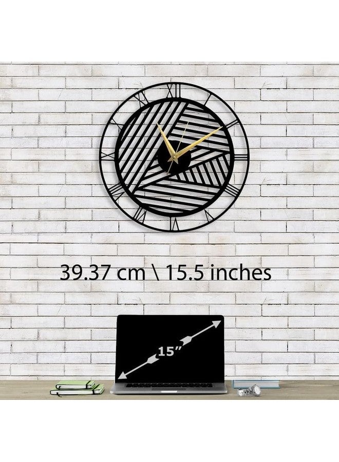 Cartvilla Cartvilla Antique Zig Zag Pattern Metal Wall Clock 15.5 Inch, Designer Stylish Clock for Living Room, Bedroom, Office, Kitchen, Home and Hall Big Size Modern Wall Watch for Home Decor (Black) - Image 2