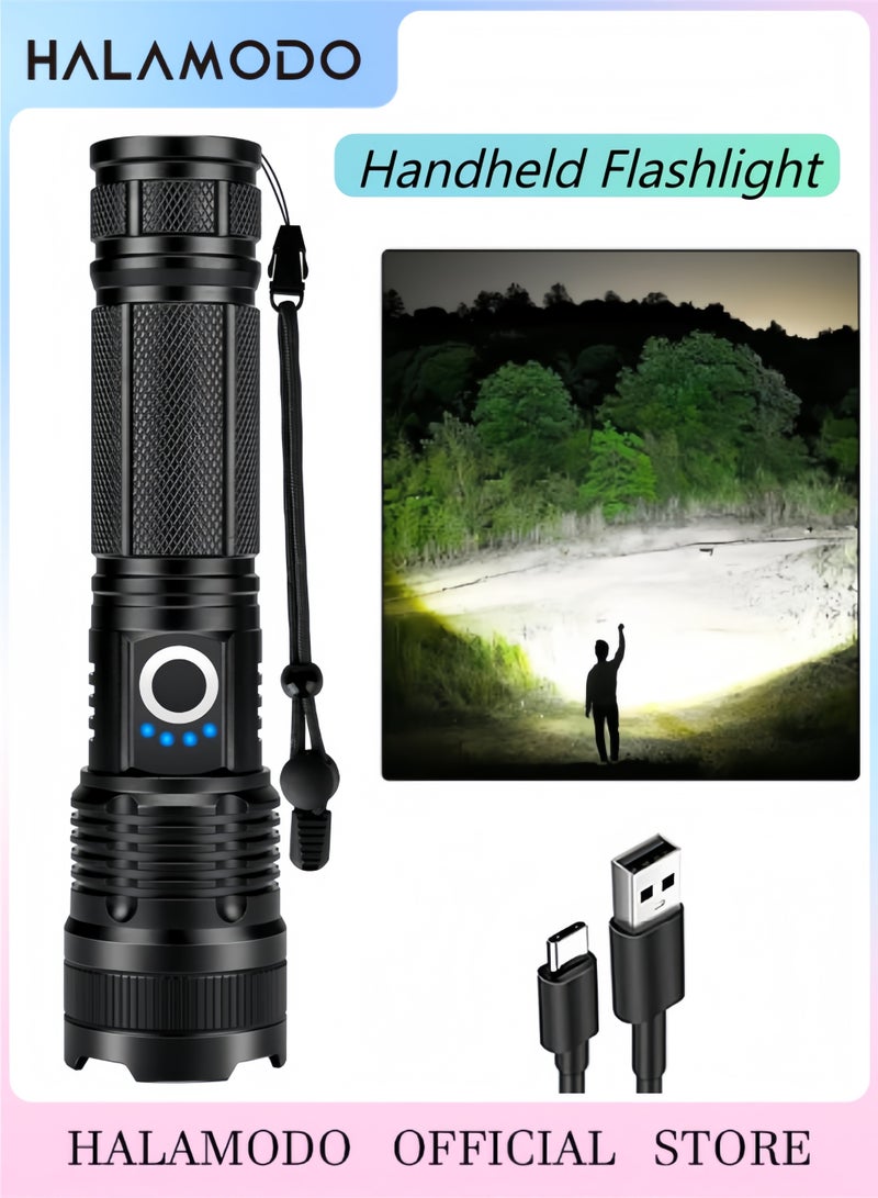 HALAMODO Rechargeable 99,000 High Lumens Flashlight, Bright LED Flash Light with 5 Modes, Powerful Waterproof Handheld Lintera for Camping Home - Image 1