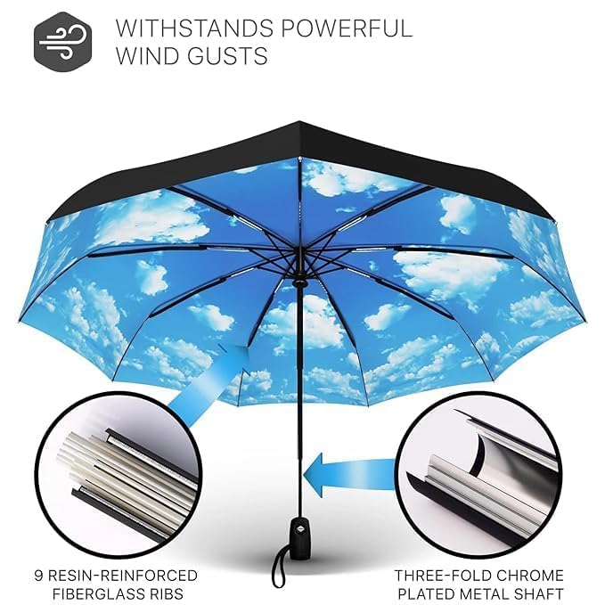 ZEYFLEEB Umbrella, UV Big Size Umbrella for Sun Protection Rain Windproof Strong large 3 fold for men women kids boys girls Perfect small & stylish Windproof & Compact - Image 5
