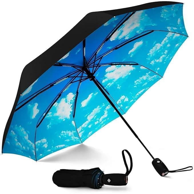 ZEYFLEEB Umbrella, UV Big Size Umbrella for Sun Protection Rain Windproof Strong large 3 fold for men women kids boys girls Perfect small & stylish Windproof & Compact - Image 1