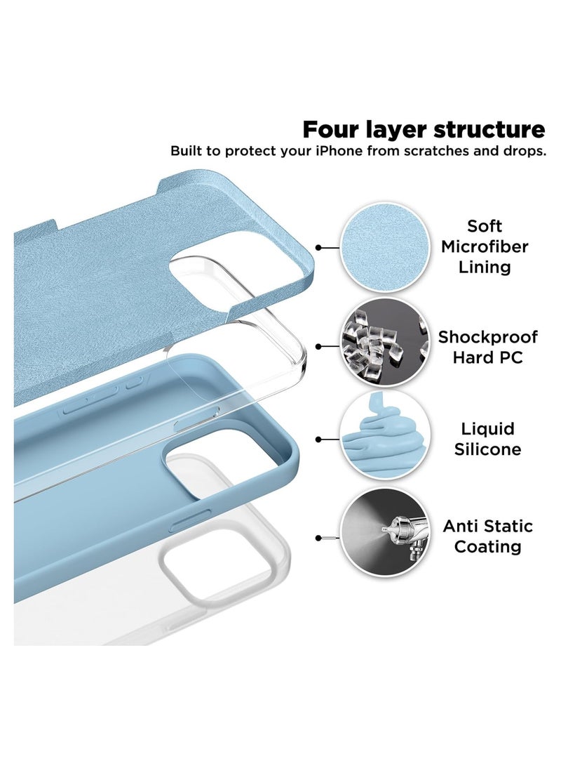 ELTRAZONE Compatible with iPhone 15 Pro Max Case, Liquid Silicone Case, Full Body Shockproof Protective Cover Slim Thin Phone Case with Soft Anti-Scratch Microfiber Lining, 6.7 inch-Baby Blue - Image 3