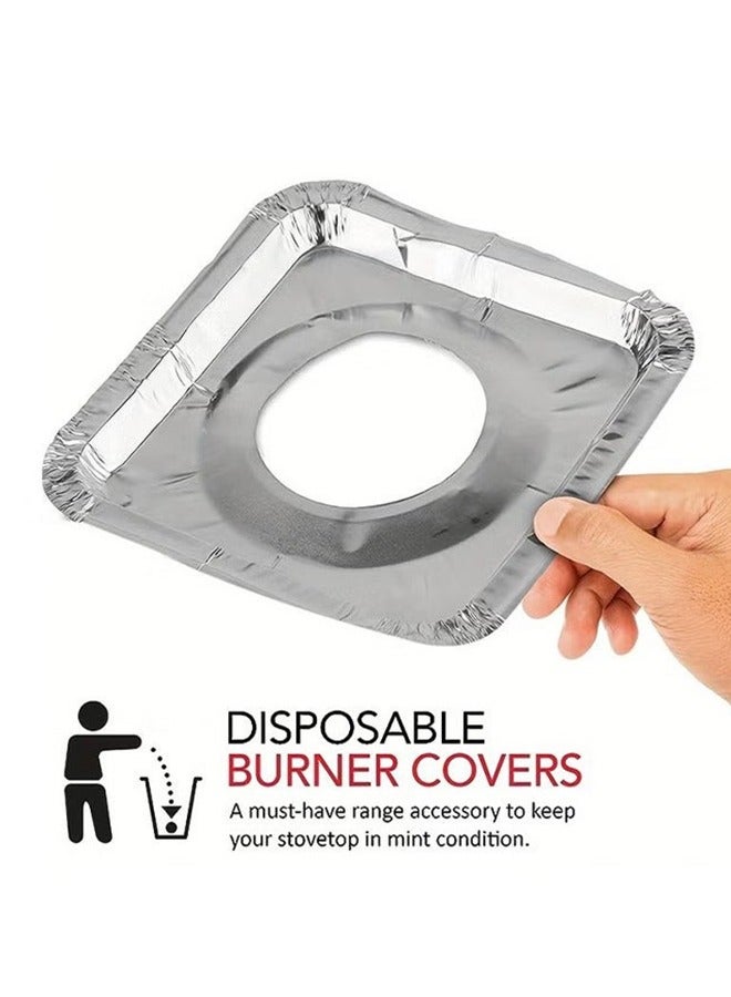 12 Pcs Gas Stove Burner Cover, Disposable Aluminum Stove Burner Lining, 8.5 "square Heat-resistant Gas Stove Protector, Thick Stove Top Cover For Gas Burners, Kitchen Tools, Kitchen Supplies - Image 2