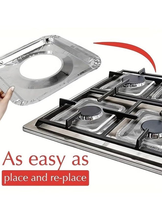 12 Pcs Gas Stove Burner Cover, Disposable Aluminum Stove Burner Lining, 8.5 "square Heat-resistant Gas Stove Protector, Thick Stove Top Cover For Gas Burners, Kitchen Tools, Kitchen Supplies - Image 4
