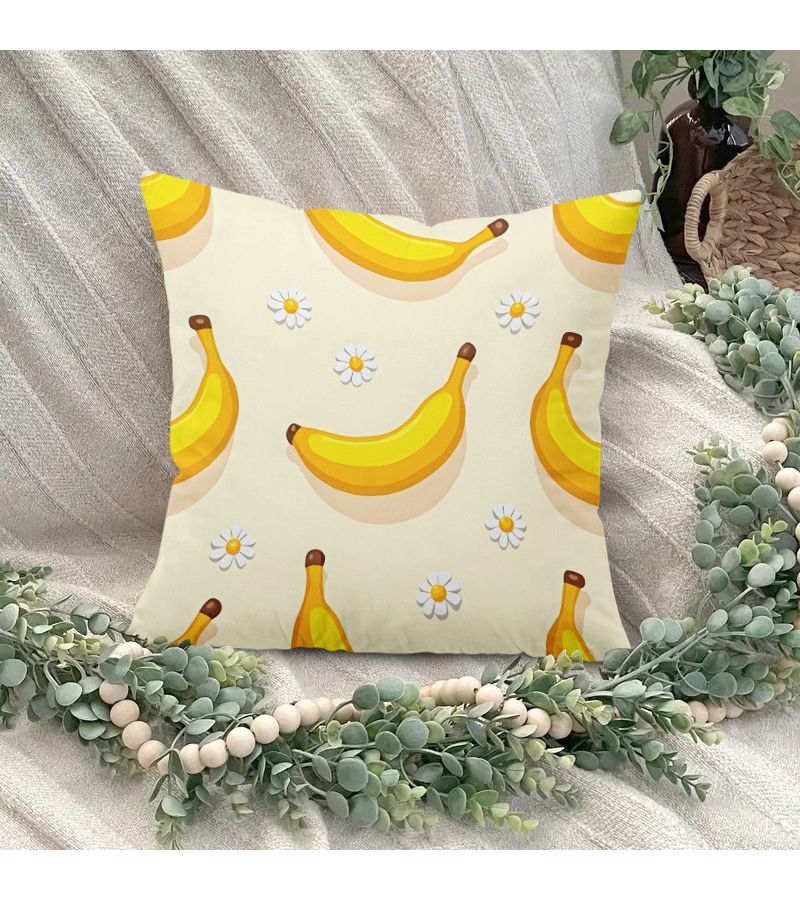 A Square Decorative Pillow Cover 18x18 Inch Featuring A Banana Daisy Pattern With Zipper Closure For Bedrooms Living Rooms Porches And Patios Double Sided Print Modern Style - Image 4