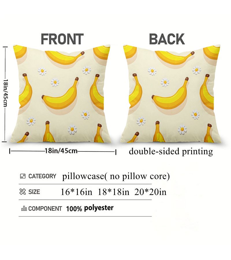 A Square Decorative Pillow Cover 18x18 Inch Featuring A Banana Daisy Pattern With Zipper Closure For Bedrooms Living Rooms Porches And Patios Double Sided Print Modern Style - Image 3