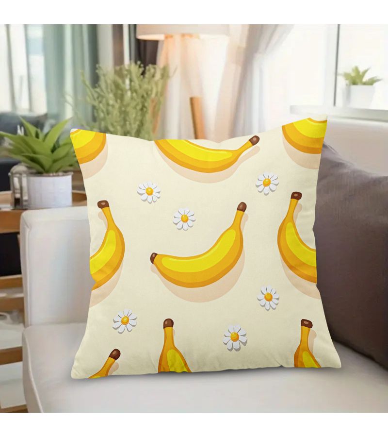 A Square Decorative Pillow Cover 18x18 Inch Featuring A Banana Daisy Pattern With Zipper Closure For Bedrooms Living Rooms Porches And Patios Double Sided Print Modern Style - Image 2