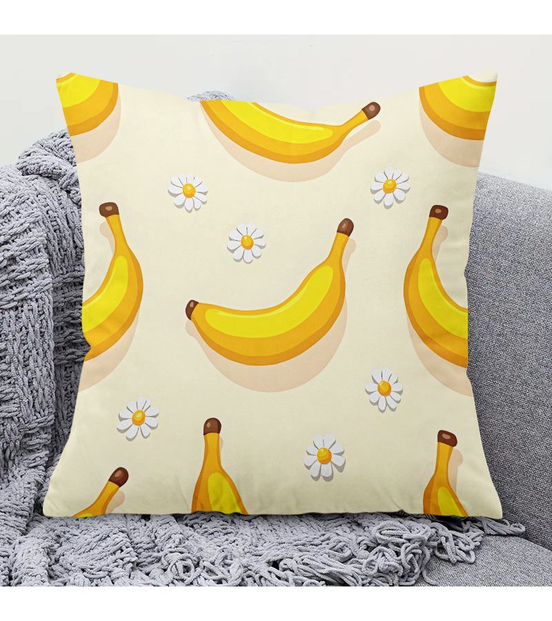 A Square Decorative Pillow Cover 18x18 Inch Featuring A Banana Daisy Pattern With Zipper Closure For Bedrooms Living Rooms Porches And Patios Double Sided Print Modern Style - Image 1