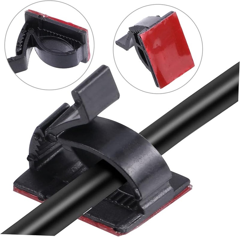 Black Self Adhesive Wire Cable Clips 100Pcs Cord Management Organizers for Home Office Data Centers - Image 4