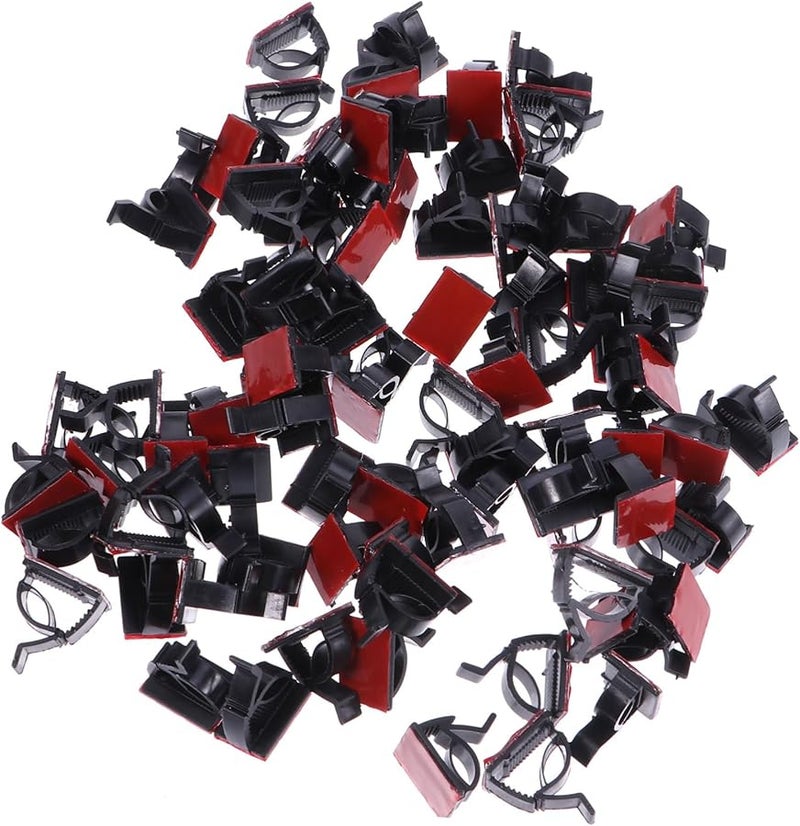 Black Self Adhesive Wire Cable Clips 100Pcs Cord Management Organizers for Home Office Data Centers - Image 2