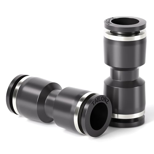 TAILONZ PNEUMATIC Black Straight 1/4 inch Tube OD Push to Connect Tube Fittings Push Lock PU-1/4 (Pack of 10) - Image 1