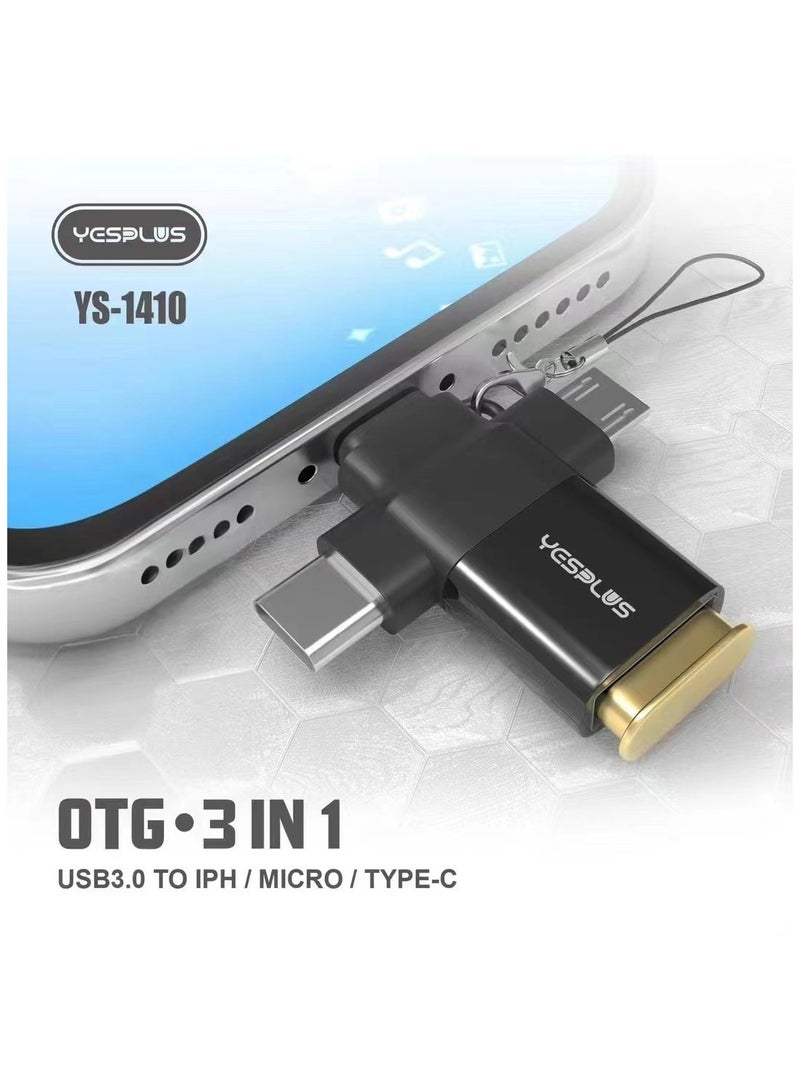 YESPLUS YS-1410 OTG 3-in-1 USB 3.0 High-Speed Expansion Adapter Converter - Image 5