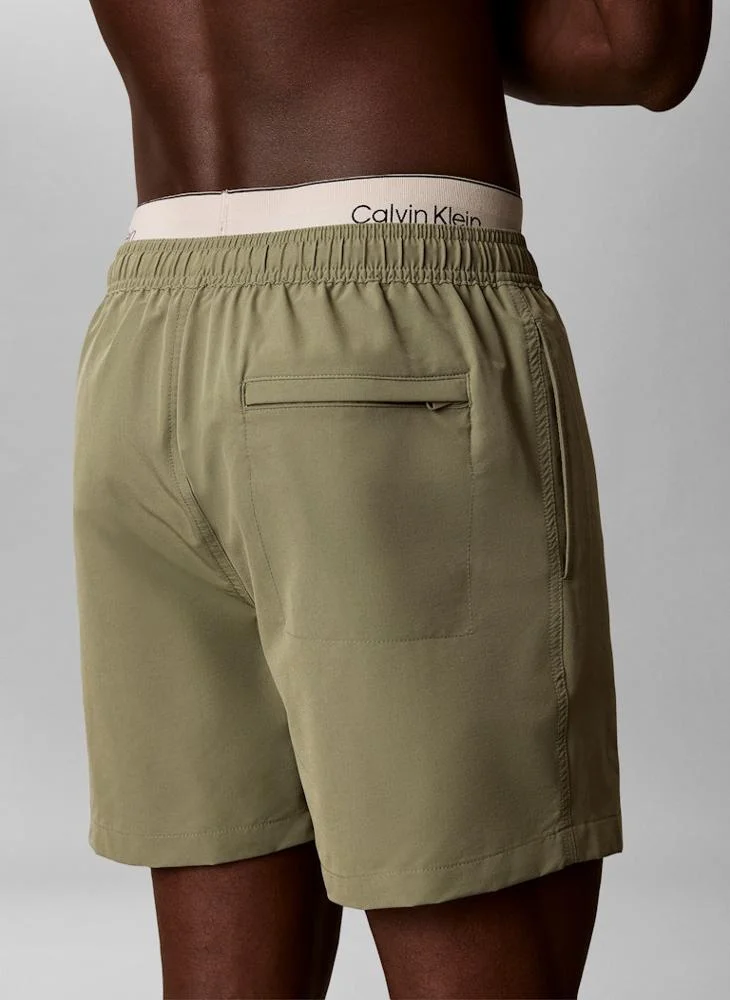 CALVIN KLEIN Double Logo Waistband Swim Shorts